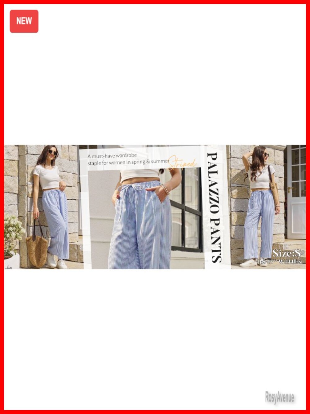 Wide Leg Palazzo Pants Drawstring Elastic Waist with Pockets Summer - Picture 7 of 7